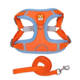 Reflective Harness & Leash Set for Everyday Walks (Colour / Specification (L * W): Orange / L)