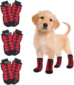 Anti-Slip Traction Dog Socks with Reflective Straps (Colour / Size: Black Dog Claw / L (4 Pieces))