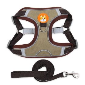 Reflective Harness & Leash Set for Everyday Walks (Colour / Specification (L * W): Brown / L)