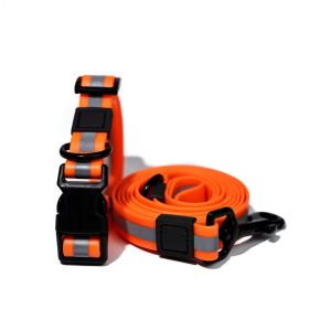 Reflective Waterproof Leash & Collar Set (Color / Size: Orange / L)