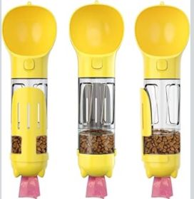 4-in-1 Travel Water Bottle & Feeder Set (Color: Yellow)