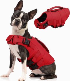 High-Flotation Dog Life Jacket with Rescue Handle (size: A-Red  Small)