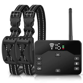 Wireless Dog Fence & Waterproof Training Collar System (Type / Color: Fence With 2 Collar / Black)