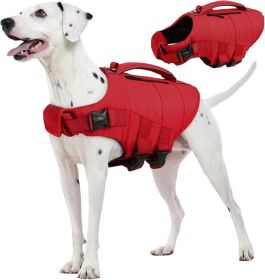 High-Flotation Dog Life Jacket with Rescue Handle (size: A-Red  Large)