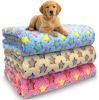 Cozy Paw-Print Fleece Blankets, Set of 3