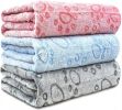 Cozy Paw-Print Fleece Blankets, Set of 3