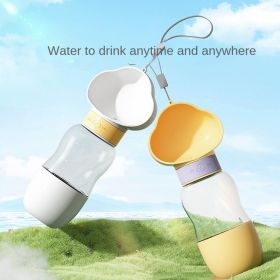Portable Water Bottle with Feeding Cup for Walks (Colour / Size: Common To Cats And Dogs / Cloud Purple Drinking+Feeding - 350Ml+200Ml)