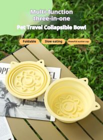 3-in-1 Collapsible Travel Bowl with Hook (Color / Size: Yellow / 450Ml)