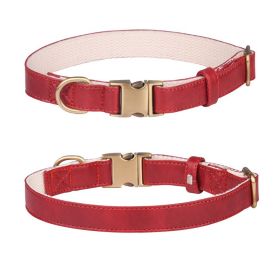 Padded Leather Dog Collar with Metal Buckle (Colour / Size: Leather - Orange / S Code)