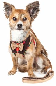 Plaid Bowtie Harness & Leash Set (size: large)
