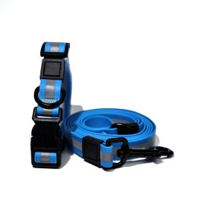 Reflective Waterproof Leash & Collar Set (Color / Size: Blue / M)