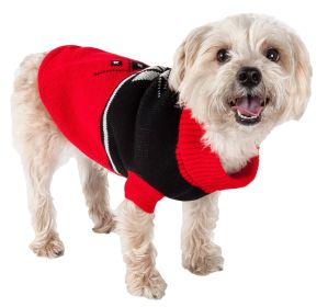 Snowflake Cable-Knit Turtleneck Dog Sweater (size: small)
