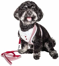 Candy Stripe Bowtie Harness & Leash Set (Color / Size: Red / Medium)