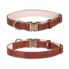 Padded Leather Dog Collar with Metal Buckle