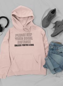 Keep Your Distance Unless You're a Dog Hoodie (Size / Color: Large / Heather Prism Peach)