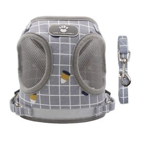 Reflective Mesh Harness & Leash Set (Colour / Specification (L * W): Grey Lattice / Xl)