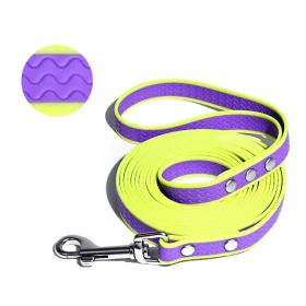 Wavy Grip Two-Tone Dog Leash (Purple & Neon Yellow: M)
