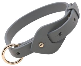 Ever-Craft Boutique Adjustable Leather Dog Collar (Color / Size: Grey / Medium)