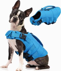 High-Flotation Dog Life Jacket with Rescue Handle (size: Blue   Small)