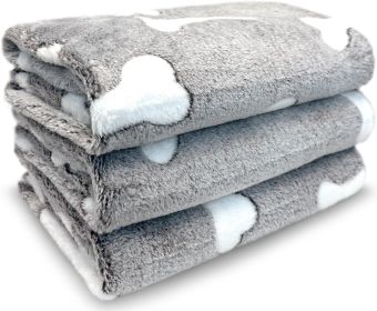 Cozy Paw-Print Fleece Blankets, Set of 3 (size: Grey    23X16 In)