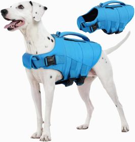 High-Flotation Dog Life Jacket with Rescue Handle (size: Blue Large)