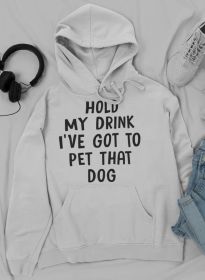 Hold My Drink Dog Lover Hoodie (Size / Color: Medium / Athletic Heather)