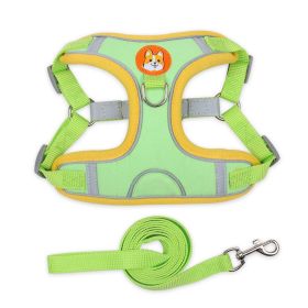 Reflective Harness & Leash Set for Everyday Walks (Colour / Specification (L * W): Green / M)
