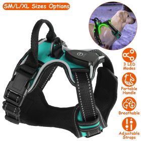 Rechargeable LED Light-Up No-Pull Harness (Color / Size: Green / M)