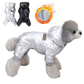Fleece-Lined Winter Jumpsuit for Small Dogs (Color / Size: Silver / Xl)