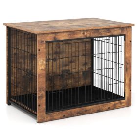 Dog Crate Furniture with Cushion and Double Doors (size: 32 inches)