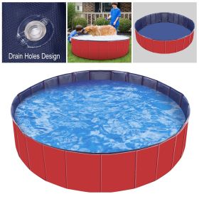 Foldable Splash Pool for Dogs (Color: Red)