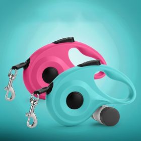 Retractable Dog Leash with Poop Bag Dispenser (Color / Size: Rose Red / One-Size)