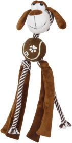 Tennis Pawl Rope Toy – Squeaks & Crinkles (Color: Brown)