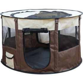 Pop-Up Playpen for Indoor & Outdoor Fun (Color: Brown)