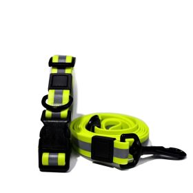 Reflective Waterproof Leash & Collar Set (Color / Size: Lime Green / S)