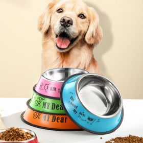 Anti-Skid Stainless Steel Dog Bowl (Colour / Size: 16Cm / Green Cartoon)
