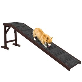 Wooden Pet Ramp with Top Platform – 74" Long (Option: Brown)