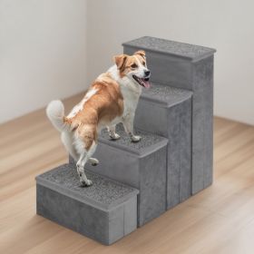 4-Step Foldable Dog Stairs – Non-Slip Surface (Option: Gray)