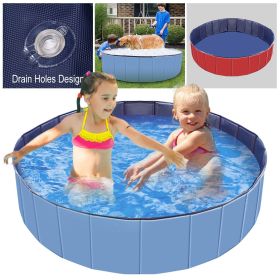 Foldable PVC Dog Swimming Pool – Portable Bath Tub (Color: Blue)