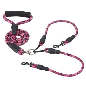 Double Dog No-Tangle Leash with Swivel Coupler (Color: RoseRed)