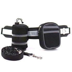 Hands-Free Reflective Running Leash Set (Color: Black)