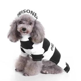 Striped Prisoner Costume – 2-Piece Hat and Uniform Set (Color: BLACK / WHITE, size: X-Large)